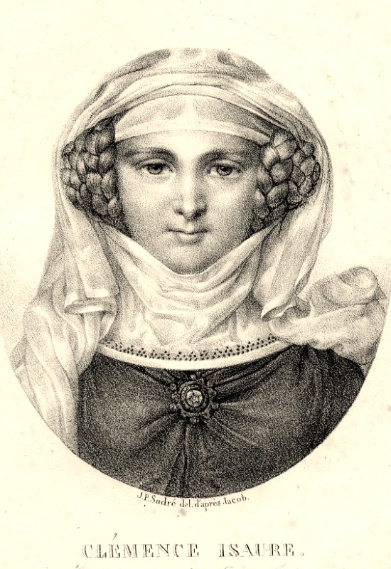 Jean-Pierre Sudré, Pierre Langlumé, Clémence Isaure, institutrice des Jeux Floraux, lithographie, 19e siècle