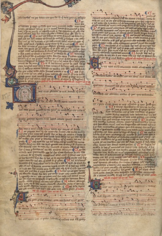 Chansonnier occitan, dit « d’Urfé » ou « La Vallière », manuscrit, XIVe s, fol. 103v, Bibliothèque nationale de France : ms. Fr. 22543, Rosalis