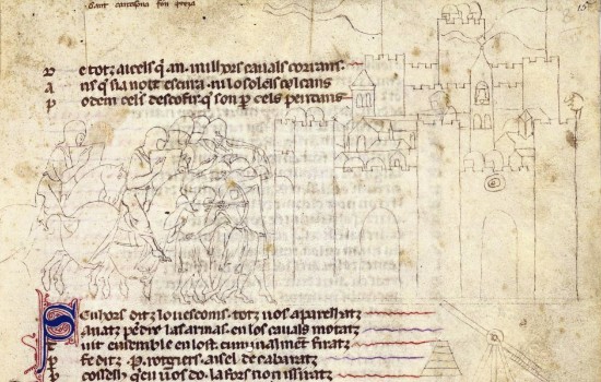 Guillaume de Tudèle et continuateur anonyme, Chanson de la Croisade contre les Albigeois, en vers, manuscrit, 13e s., p. 15, Gallica