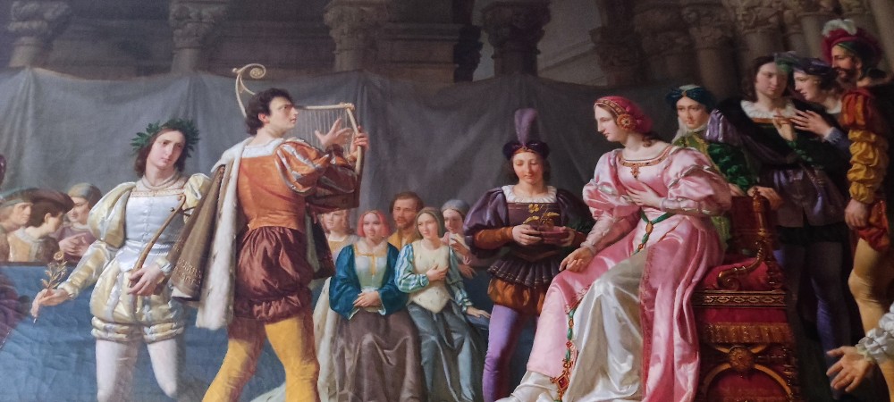 Félix Saurines, Détail du tableau : Clémence Isaure distribuant des fleurs aux troubadours, 1839